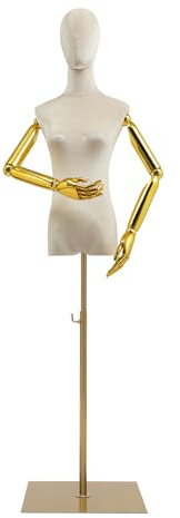 150-200cm Höheneinstellbar Weibliche Schaufensterpuppe kleiderpuppe Büste Torso für Kleid Display,Kopf Abnehmbar Schneiderpuppe Weiblich Schneiderbüste Mannequin,S 36cm,B 82cm,T 60cm,H 79cm (Beige)