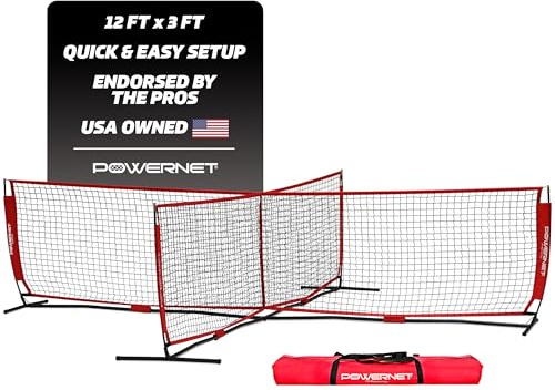 PowerNet 4 Way Net, Portable Indoor & Outdoor Tennis & Soccer Trainer, Training Equipment for Adults and Kids, Goals for Backyard, Park or Beach (12 FT)