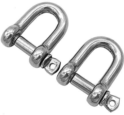 2 Stück NUZAMAS D-Ring-Bogenschäkel M14-Gewinde 304 Edelstahl, D-Ring-Bogenschäkel, O-Ring-Verschlussarmband, U-Lock-Drahtseilverschluss