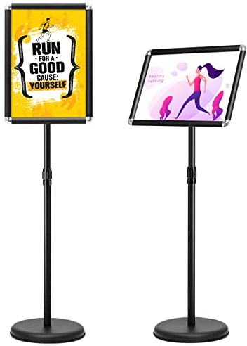 COSTWAY Infoständer A3 höhenverstellbar, Informationsständer, Plakatständer drehbar und schwenkbar, Kundenstopper Präsentationsständer Werbeständer (Schwarz)