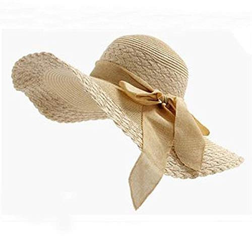 Sonnenhut Strohhut Hut Damen Große Krempe Strand Sonnenhut Frauen Weibliche Mütze Mit Großem Kopf Faltbaren Stil Mode Dame Sonnenmütze-Beige