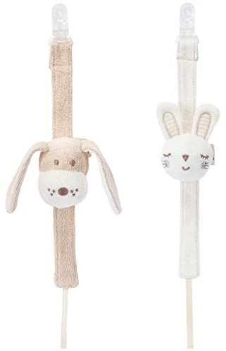 COTTONBEBE Pacifier Clip, 2 Pack Baby Pacifier Holder for Boys and Girls Fits Many Pacifiers & Baby Teething Toys, Ideal Baby Gift (Puppy & Bunny)