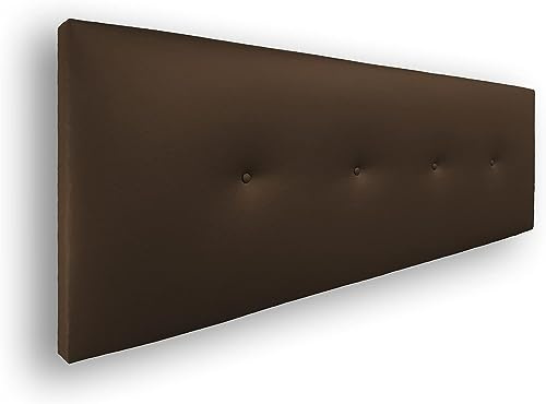 Silcar Home - Cabecero de Cama 135 Chocolate Silvi - Tapizado, Estructura Madera, Hilera Botones Estilo Moderno - Fácil Instalación, Acolchado Confort - 135 cm, Polipiel Chocolate