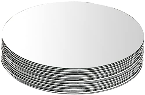 Suwimut Set of 12 Round Mirror Trays, 10 Inch / 25cm Circle Mirror Candle Plates Glass Mirror Tiles for Table Centerpieces, Crafts, Wedding, Party, Christmas Decorations
