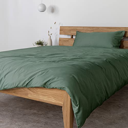 AGA.PIE Bambus Lyocell Bettwäsche-Set 135x200 + 80x40 cm - Dunkel-Grün, 100% Bio Oeko-Tex 100, für Allergiker, Antibakteriell, Ganzjahres-Bettwäsche, Atmungsaktiv, Geruchshemmend, Besonders sanft