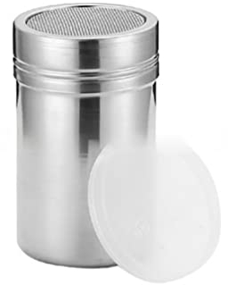 Stainless Steel Powder Sugar Shaker with Lid, Coffee Cocoa Fine Mesh Shaker Power Can for Icing Sugar Cocoa Pepper Flour Cappuccino Latte Chocolate Shaker