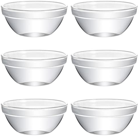 Lurrose 6pcs Small Glass Prep Bowls, Mini Glass Bowls Pudding Food Serving Dishes for Cooking Prep Dessert Candy