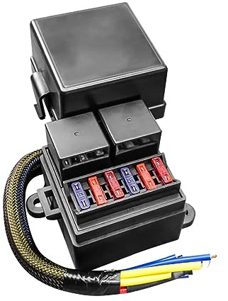 Ronyme Sicherungs-Relais-Box-Set, 2 Steckplätze, Relaisblock, Ersatzteil-Halterblock, vorverdrahtet, 6 ATC-Sicherungshalter, 4-polig, für Anhänger, Marine,