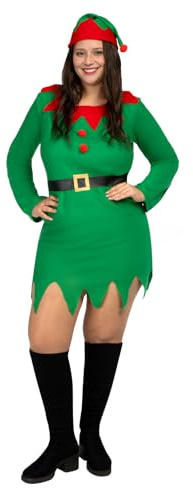 Funidelia Weihnachts-Elfen Kostüm für Damen, Enthält Kleid, Mütze und Gürtel, Weihnachten - Outfit für Erwachsene für Partys, Karneval und Halloween - Größe XL