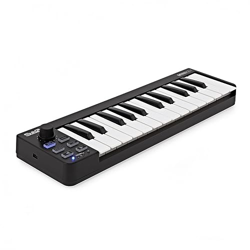SubZero Tragbarer MIDI Keyboard Controller mit 25 anschlagdynamischen Tasten, USB, Plug-and-Play-Integration, On-Board-Oktavschalter, inkl. USB-Kabel