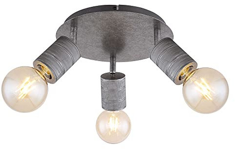 Deckenlampe Esszimmerlampe Wohnzimmerleuchte Esszimmerlampe Deckenstrahler Spotleuchte, Metall Aliminium Silber, 3 Flammig, H 16 cm