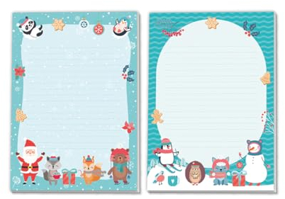 2 Blöcke Schreibblock Weihnachtsmotiv Kindermotiv für Mädchen Jungen Weihnachten Notizblock Briefblock Weihnachtspapier (2 verschiedene Blöcke/Weihnachtsmann + Pinguin mit je 25 Blätter in A5-Format)