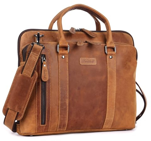 Benthill Laptoptasche Echt-Leder I Leder Umhängetasche für Laptop I Aktentasche für Notebook I Damen und Herren Tasche I Notebooktasche