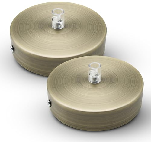 DOJA Barcelona | Rosone Lampadario Soffitto | Dorato | Confezione da 2 pezzi | Rosone per Lampadario da Soffitto 100x25mm | Rosone da soffitto | Metallo | Rosone Soffitto Moderno Rotondo