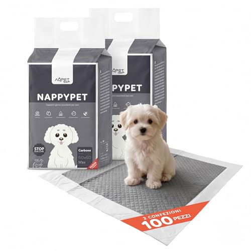 AQPET Absorberande hygieniska mattor med aktivt kol för hund tvärgående för husdjur, valpar mot lukt, 60x60cm, 100 stycken
