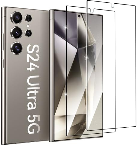 ivoler 2 Stück Schutzfolie Kompatibel für Samsung Galaxy S24 Ultra 5G, 2 Stücke Schutzfolie, 9H Härte, HD Klar, Anti-Kratz, Anti-Bläschen