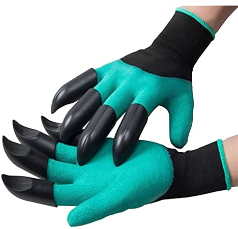 CekoCk Latexbeschichtete Handschuhe, Gummi-Arbeitshandschuhe, 1 Paar Gartenhandschuhe, gummibeschichtete Gartenhandschuhe, mit Krallen, Herren- und Damenhandschuhe, Farbe: