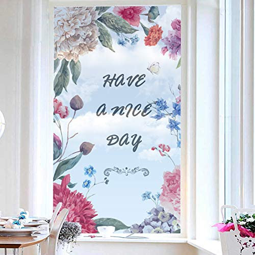 Sichtschutzfolie 3D Fensterfolie Glasdekorfolie PVC für Badezimmer Kinderzimmer Küche,Schlafzimmer Wohnzimmer Esszimmer Büro Hotels Klassenzimmer 44.5cmx300cm Schöner Tag
