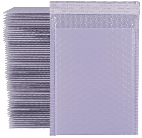 ZEONHEI Lot de 60 enveloppes à bulles en poly violet 18 x 15 cm, enveloppes rembourrées auto-scellantes, petites enveloppes à bulles imperméables pour l'envoi postal, l'emballage des petites entrepri