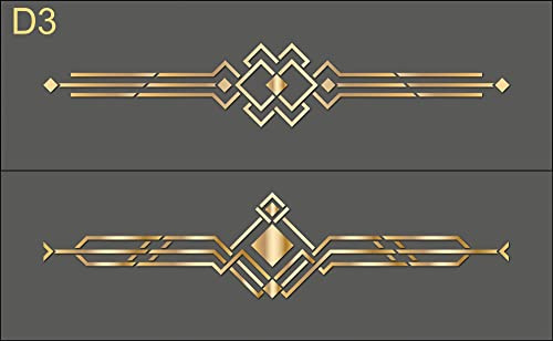 Art-Deco-Bordüren, dekorative wiederverwendbare Schablone, Retro-Stil, 20er-Jahre-Ornamente, Vintage-Ornamente und verzierte Bordüren (D-3, XL)