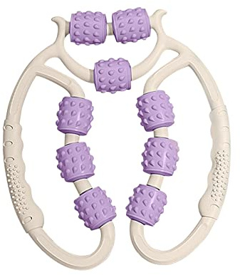 JAYIOLA Rouleau Musculaire pour Les Jambes Rouleaux de Massage pour Les Muscles 9 Roues Outil de Massage Équipement Rouleau de Massage Des Jambes pour Le Cou, Violet