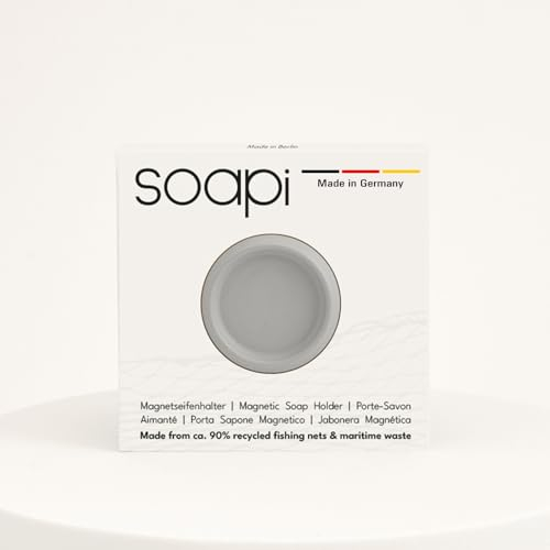 Soapi - Schwebender Seifenhalter Magnet zum Kleben - Wand Magnethalter für Seife - Ablage Seifenschale Magnetseifenhalter ohne Bohren/Saugnapf (1, Grau)