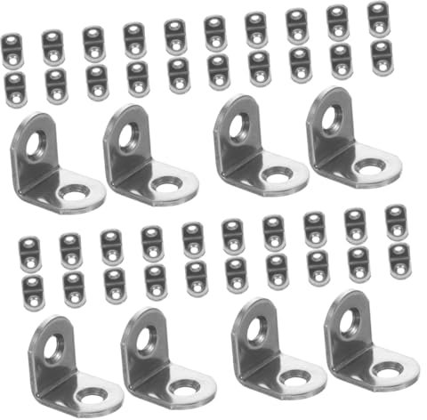 GLEAVI 48 Stk Eckcode für Tische und Stühle Schrank Regal l Halterungen für Regale l Halterungen für Holz Regalhalterungen Metall Winkeleisen l-Klammer Verbinder Rostfreier Stahl