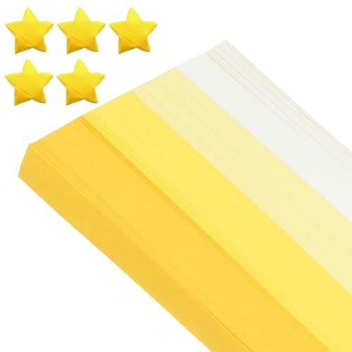 PATIKIL Carta Origami a Stelle, 2160 Fogli Gialli a Strisce di Carta a Stelle a Doppia Faccia per Creazioni Artistiche, 9,4x1/2 pollici