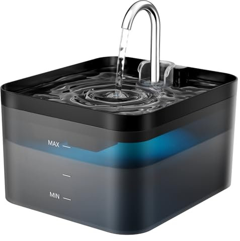 PawPoll Fontanella per Gatti, 2,2L Fontana per Gatti, Ultra Silenzioso, Facile da Pulire, Fontanella Gatto con LED e Filtro a Carbone Attivo, Adatto a Più Animali Domestici