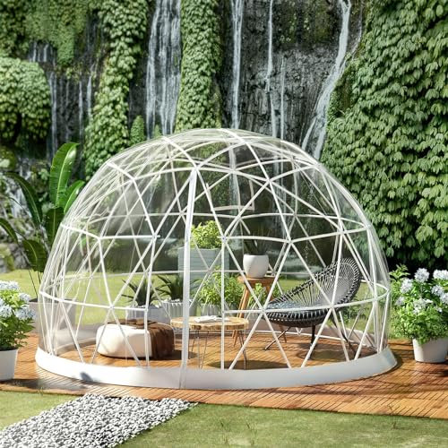 ZIXIAOS Gartenkuppelzelt, Transparente Camping- Und Wanderzelte, Geodätisches Kuppelzelt Für 8–10 Personen, Wetterfestes Geodätisches Kuppelzelt Für Den Außenbereich Für Den Garten