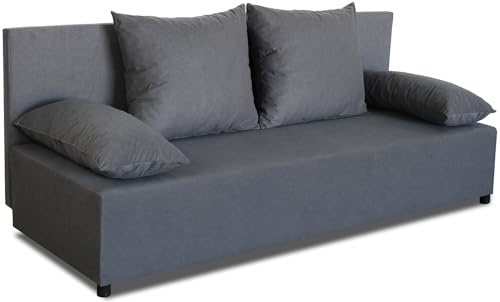 Bonni24 Sofa Couch mit Schlaffunktion und Staufach Schlafsofa Tania 2 (Graphit)