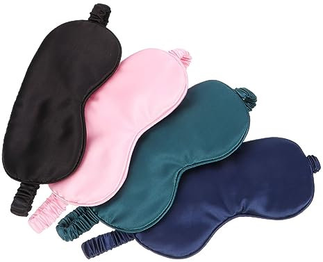 minkissy 4stücke Seiden-schlafmaske Für Augen Waschbar Und Leicht Mit Verstellbarem Gummiband Für Damen Und Reisen Natürliche Lichtblockierung Für Erholsamen Schlaf