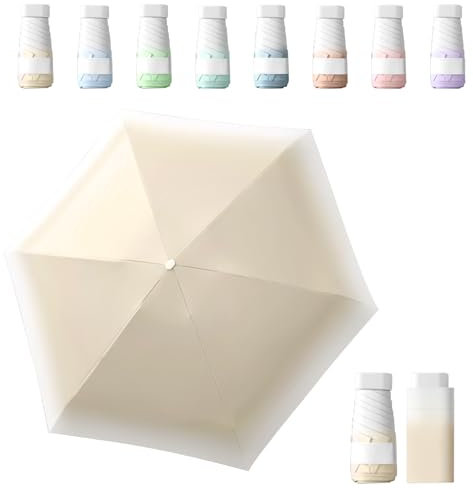 Sykerout Gradient Regenschirm, Mini Regenschirm, Taschenschirme, Kompakter Regenschirm Mini Faltbarer Reise Regenschirm Klein, Uv-Regenschirm (Milchige Kaffeefarbe)