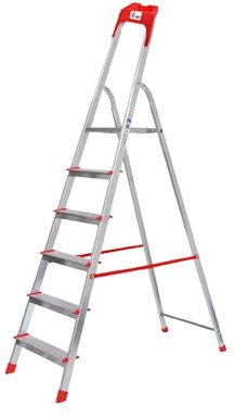 KASART Scala per casa - Scala Telescopica in Alluminio Leggera e Sicura, 6 Gradini, Altezza 190 cm, Portata Massima 150 kg