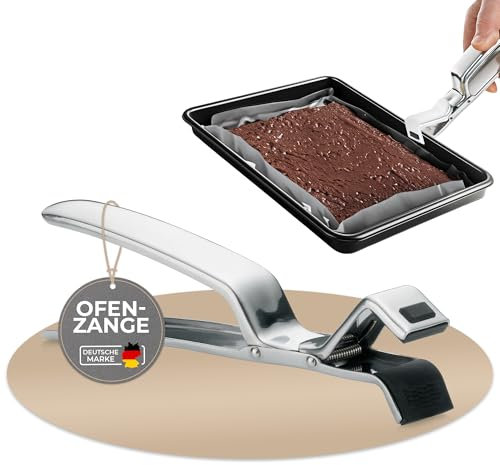 Topanbieter 999 Ofenzange Edelstahl 19 cm- Hitzebeständige Küchenzange Silber Matt mit Antihaftbeschichtung, Backofenzange mit silikonbeschichtete Greifer, Edelstahlzange für Ofen & Heißluftfritteuse