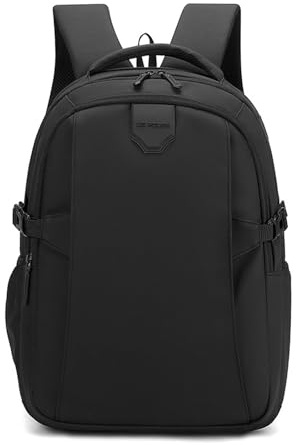 FANDARE Män laptop ryggsäck handväska vattentät PU-film skolryggsäck handbagage butik arbete mångsidiga skolväskor för fritid resor dagsryggsäck högskola stor kapacitet dagryggsäck, svart, L