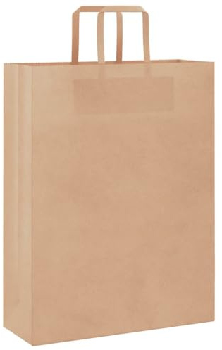 vidaXL Papperspåsar 50 st med handtag brun 32x12x42 cm, papperspåse, papperspåse med handtag, papperskasse, påse, papper presentpåse