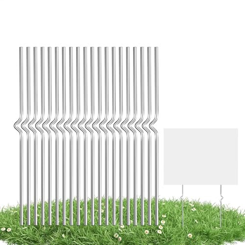 Metallpfähle für Gartenschilder, Schilder, Gartenpfähle für Schilder - 20 Stück Edelstahl-Hofpfähle für Schilder - Metallpfähle und Drahtpfähle für den geschäftlichen Außenbereich von Rasengärten