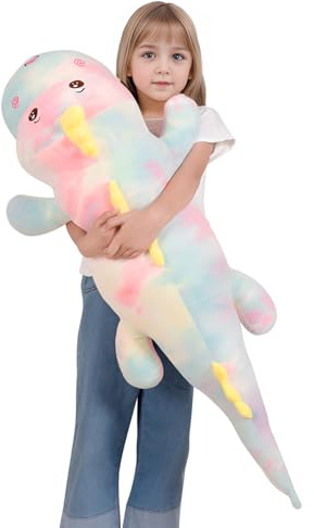 Dalmao 80cm Riesiges Dinosaurier-Plüschtier, Lang Dinosaurier Stofftier Umarmungskissen, Lendenwirbel-Rückenkissen, Groß Rosa Dinosaurier-Körperkissen, Geschenk für Kinder Geburtstag, Ostern
