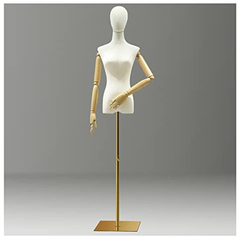 ASumPio Schaufensterpuppe, Weiblicher Schaufensterpuppenkörper, Torso, Verstellbare Schneiderpuppenkörper Mit Quadratischer Metallbasis, S, Gold, C,