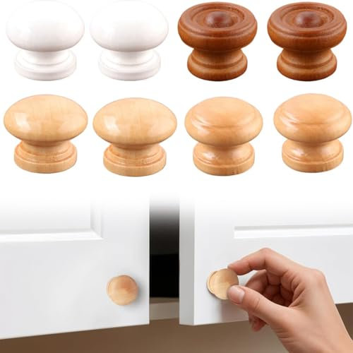 CATOR 8 Pcs Boutons De Meubles Ronds En Bois, boutons de portes pour placards, Poignées De Tiroir De Porte, Pour Placards, Commode