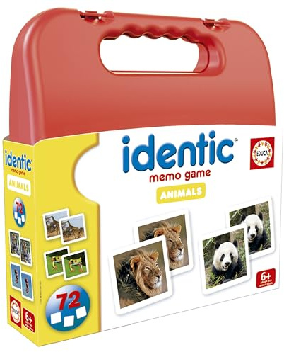 Educa - Identic Animal Pedagogiskt minnesspel för barn med 72 kort. Hitta par och arbeta med grundläggande färdigheter som synskärpa, uppmärksamhet och minne. I 3 år (20317)