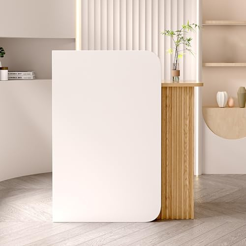 Empfangstheke Rezeption Rezeptionstheke Empfangstresen Mit Computertisch Aus Holz Rezeptionstresen Modern Büromöbel Thekentisch for Supermärkte Convenience Stores Und Hotels(White wood,60x95x45cm)