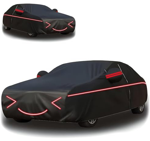 Autoabdeckung für Smart Fortwo Cabrio W453 2014-2019(269,5x166,3x155,5cm),Baumwollfutter, alle Jahreszeiten, Reflektorstreifen, seitlicher Reißverschluss, Regen- und schneefest