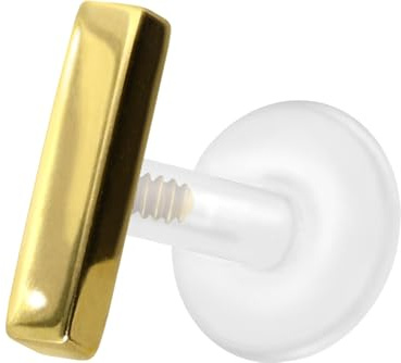 PIERCINGLINE PTFE Labret Ohrpiercing mit 0,9 mm Gewinde + Titan-Aufsatz BALKEN Farb & Größenauswahl