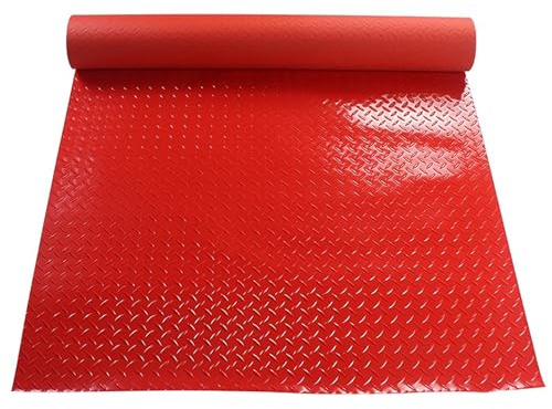 Rouleau de Tapis en Caoutchouc | Tapis en Caoutchouc Robuste pour Garage, Salle de Sport et fourgonnette | Feuille de Caoutchouc antidérapante et imperméable,Rouge,1x10m
