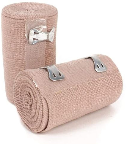 Confezione Premium di Bende Elastiche da 2 Fasce Elastiche con Chiusure Automatiche con Clip per Polso, Caviglia, Mano, Ginocchio, Gomito, Spalla, Piedi, Lesioni, Lavabili e Riutilizzabili (5cm*4,5m)