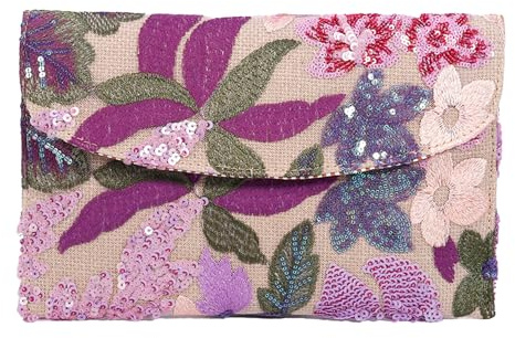 Ausing Bolso de Mano para Mujer con Bordado Artesanal y Lentejuelas Brillantes Bolso de Bandolera Ligero para Fiestas Bolso Retro para Mujer Trabajo Viaje Diseño Único y Elegante Color Violeta