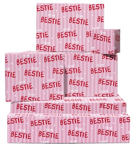 Papel de regalo para mejores amigos, 6 hojas de papel de regalo rosa pastel para mujeres, niñas, mejores amigas, mujeres, para todas las ocasiones, cumpleaños, Navidad, despedida de soltera, viene con