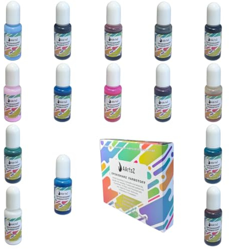 AArtsZ 15x10ml Farben Flüssiger Epoxidharz Pigment Farbstoff für Epoxy Resin Kunst, Handwerk Machen - Konzentrierte Epoxidharz Farben für Kunstharz, Harz Gießen, DIY Kunsthandwerk
